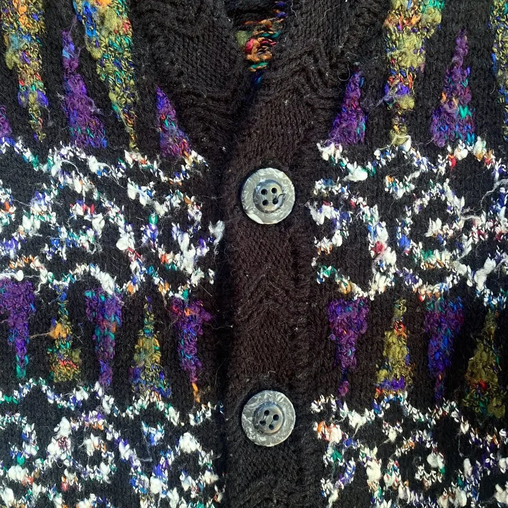 Vintage Concrete Mix 90s cardigan button down sweater multicolor grandpa Men's S - Picture 2 of 7